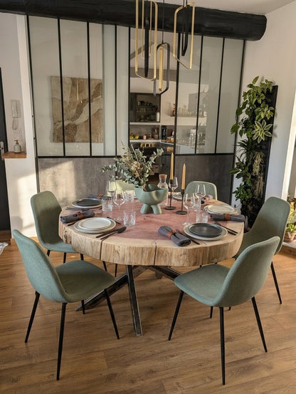 Table à manger rondin Séquoia – mise en situation salle à manger