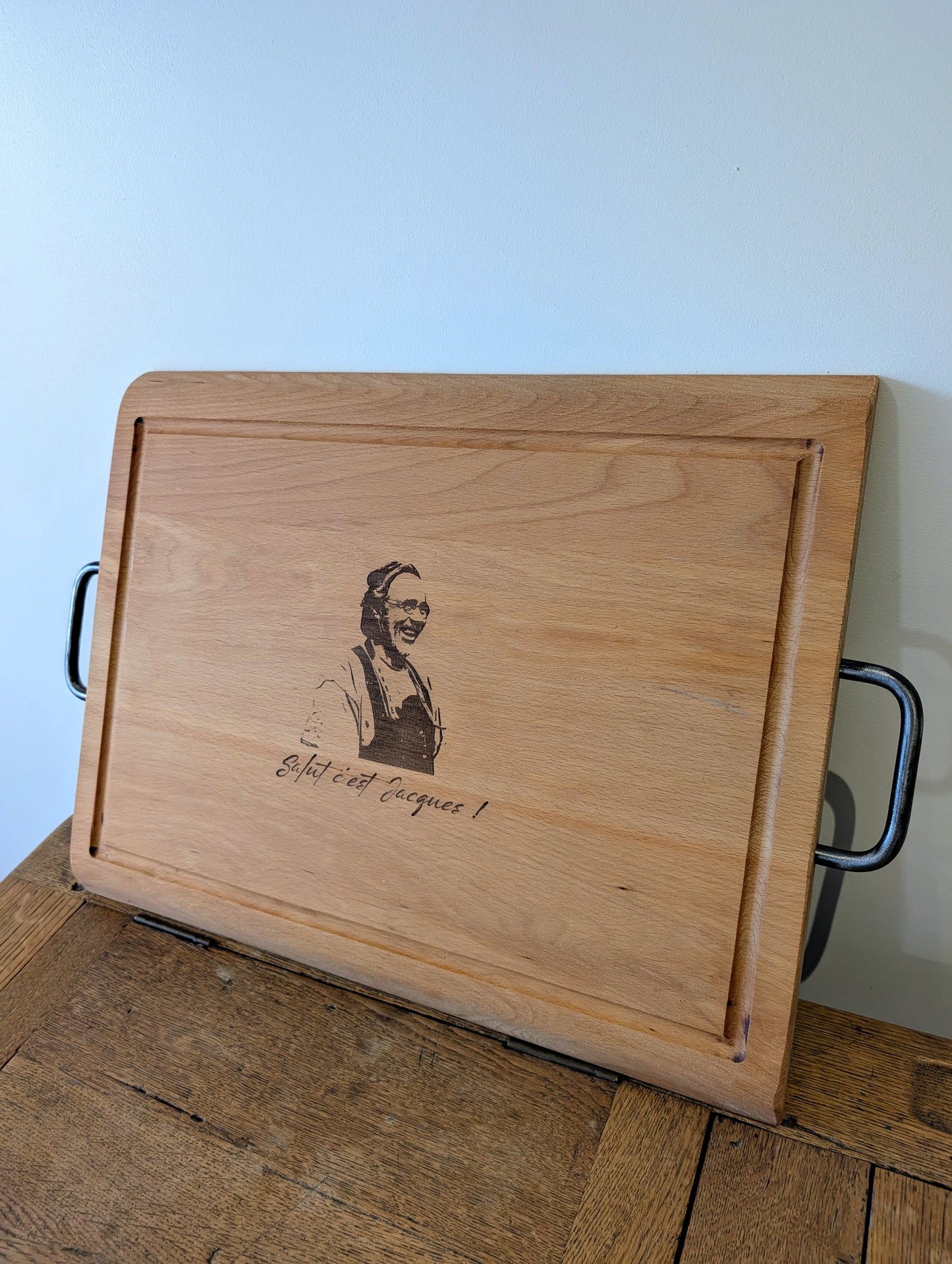 Plateau chêne personnalisable avec poignées